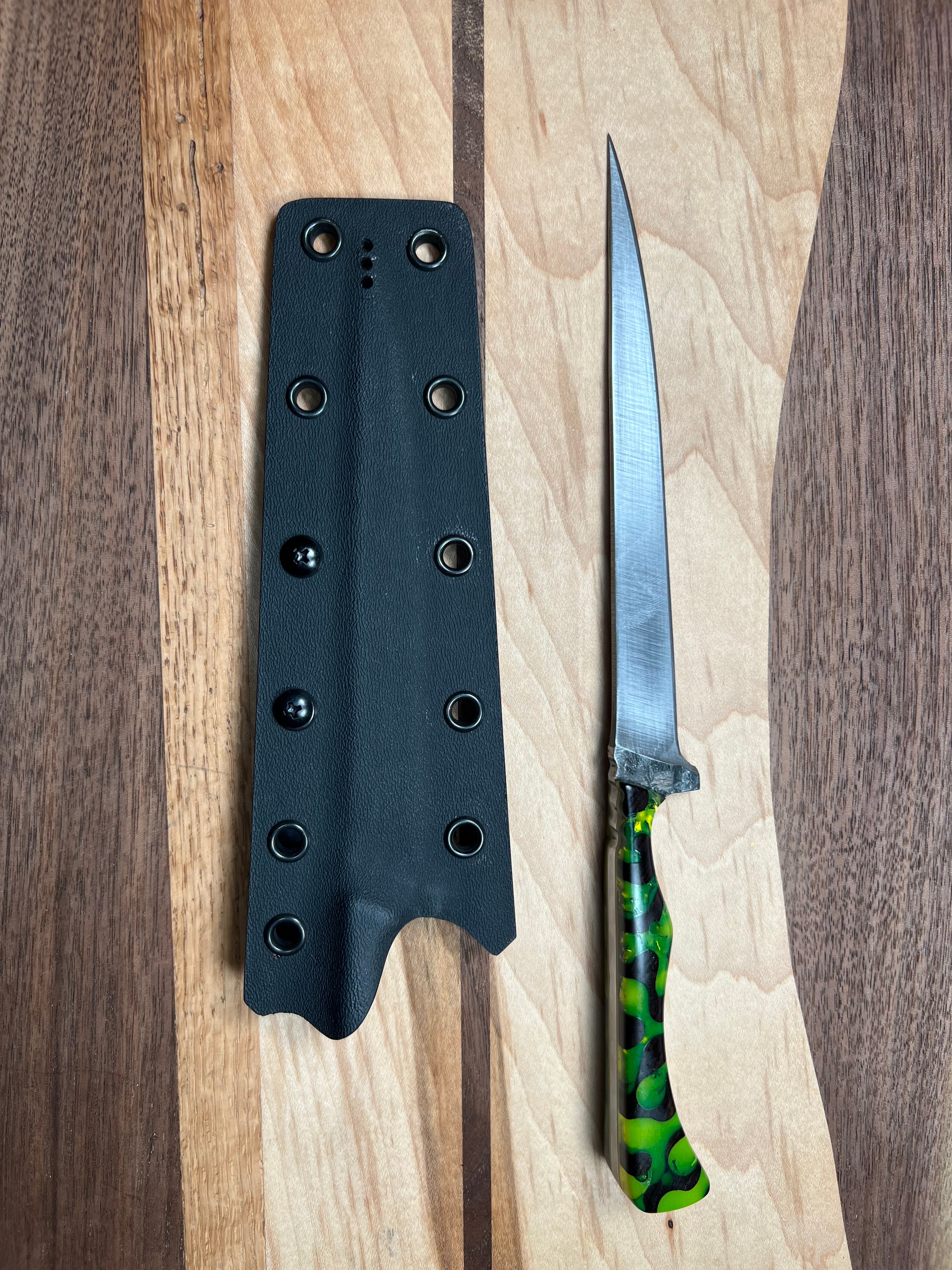 Custom 1084 Steel Fillet Knife with Ebony Handle