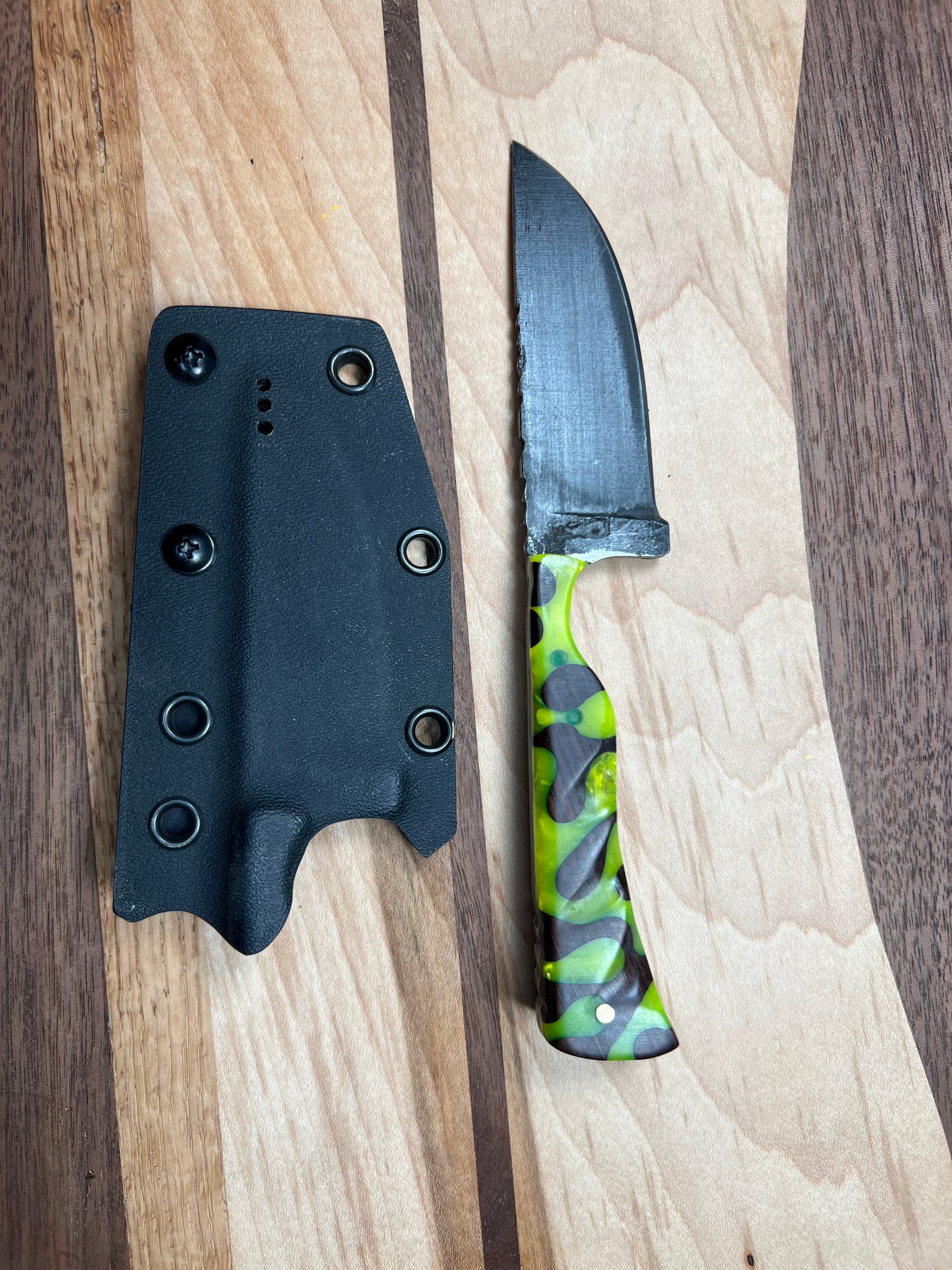 7-Inch Hand-Forged Knife – 1084 Steel & Ebony Handle