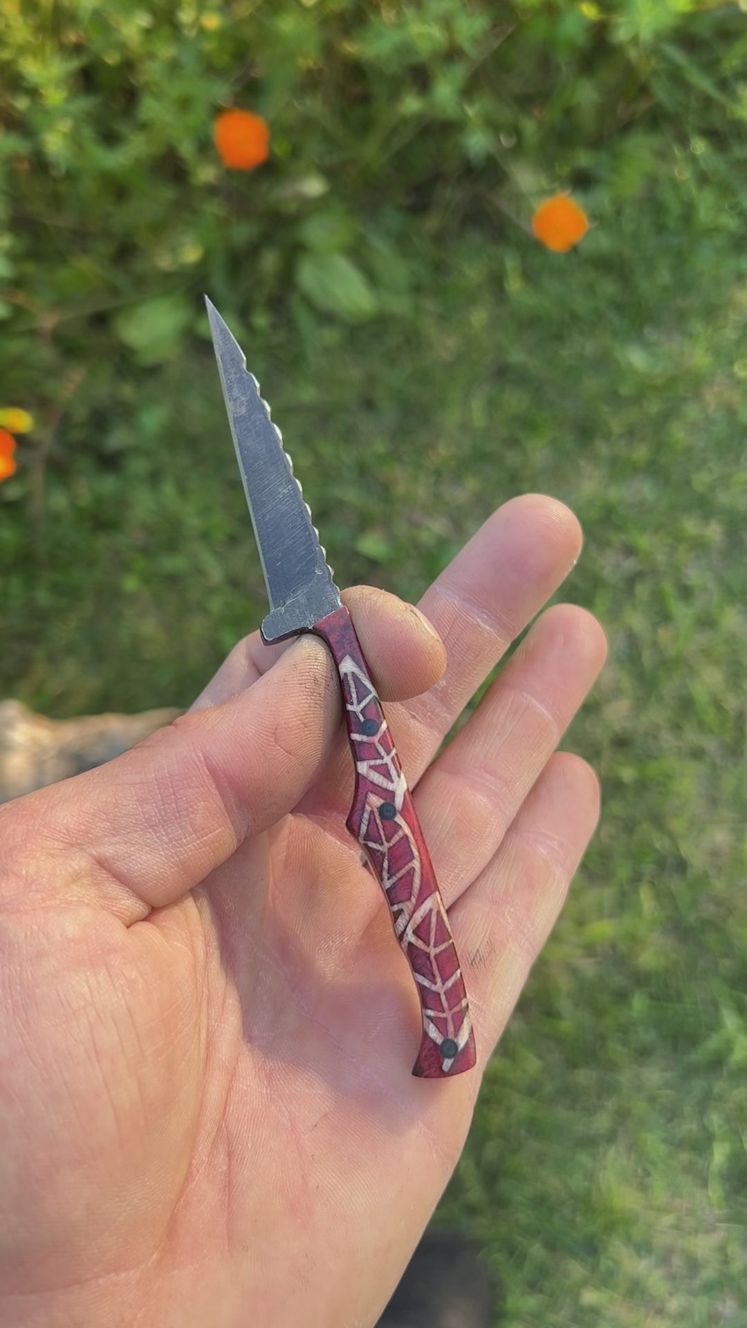 Available 6” Handmade Knife – 1084 Steel with Burgundy Handle